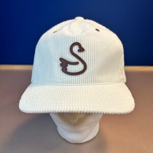 Swannies Cooper Golf Hat Corduroy Embroidered Logo Adjustable Snapback Cap White